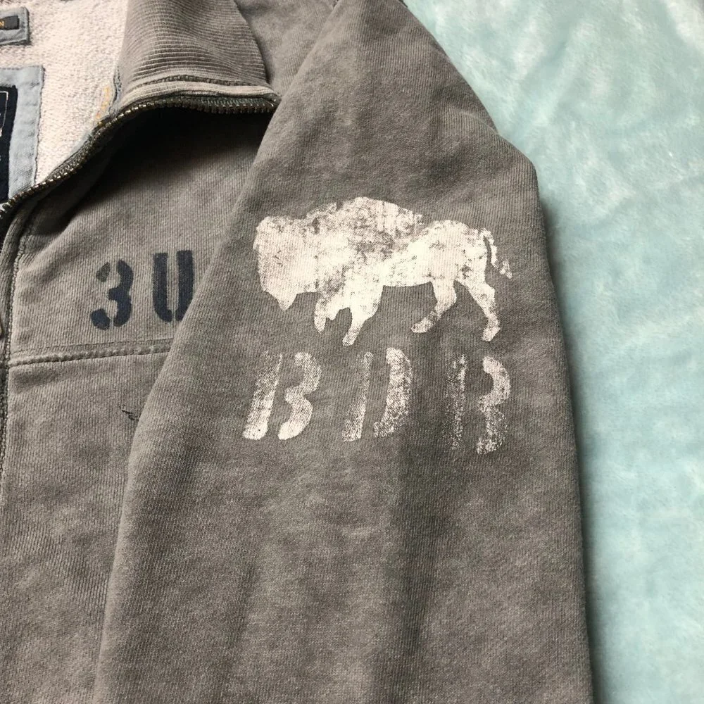 Buffalo David Bitton Distredded Grey Zip Up Lightweight Jacket Medium - Picture 11 of 11